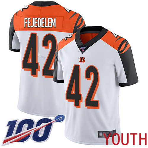 Cincinnati Bengals Limited White Youth Clayton Fejedelem Road Jersey NFL Footballl #42 100th Season Vapor Untouchable